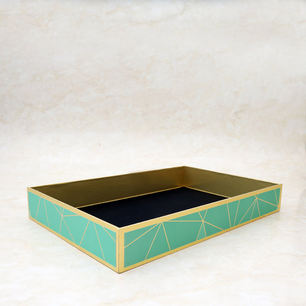 Green hamper tray foil abstract